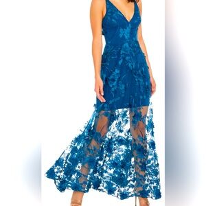 Brand new never work peacock blue gown.